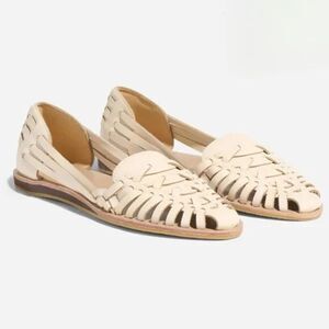 Nisolo Cream Woven Leather Huarache Sandals